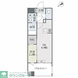 ツインズ大橋A館 1DKの間取図画像