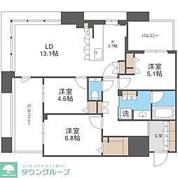 アイランドシティオーシャン&フォレストタワーレジデンスウエスト棟 3LDKの間取図画像