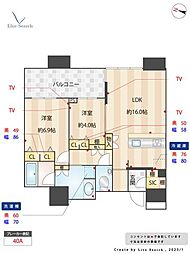 アイランドシティオーシャン&フォレストタワーレジデンスウエスト棟 2LDKの間取図画像