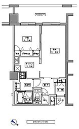 天神プレイスWEST棟 1LDKの間取図画像