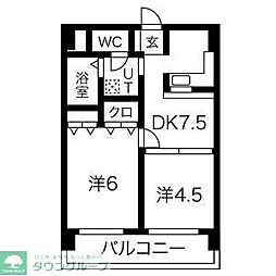 ニッセイ・ディーセント小笹 2DKの間取図画像