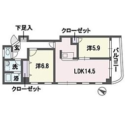 エムロード平尾 2LDKの間取図画像
