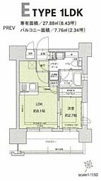 ドゥーエ赤坂 1LDKの間取図画像