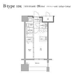 エンクレスト博多スタイル 1LDKの間取図画像