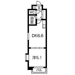 セピア西公園 1DKの間取図画像