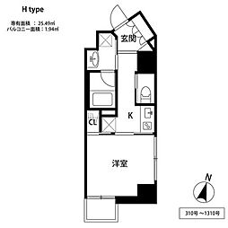 THE天神シティ 1Kの間取図画像