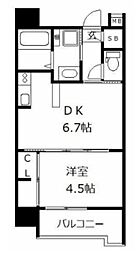ウィステリア桜坂ヒルズ 1DKの間取図画像