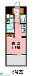 デュ・レジア博多レジデンス ワンルームの間取図画像