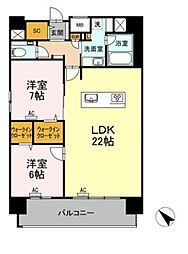 ウィスタリアレジデンス博多 2LDKの間取図画像