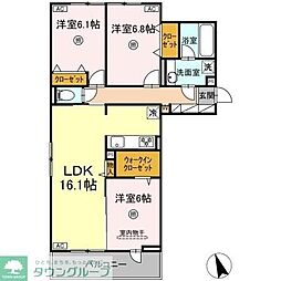 トリシア寺塚 3LDKの間取図画像