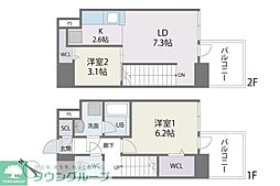モダンパラッツォ博多駅南AXIA 2LDKの間取図画像