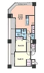 KDXレジデンス大濠ハーバービュータワー 2LDKの間取図画像