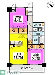 ベルカンパーニュ 2LDKの間取図画像