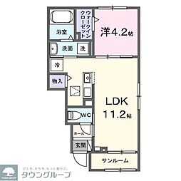 クァイエット・リブB 1LDKの間取図画像