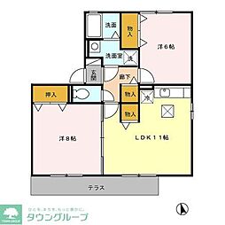 セジュール山手館A 2LDKの間取図画像