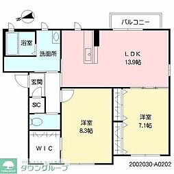 ShaMaison桜坂 2LDKの間取図画像