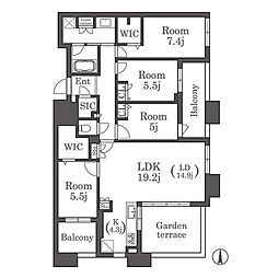 アイランドシティオーシャン&フォレストタワーレジデンスウエスト棟 4LDKの間取図画像
