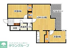 エステートマンション西公園 2LDKの間取図画像