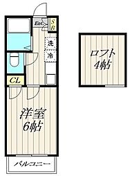 ロジェマンM 1Kの間取図画像