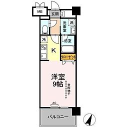 グランデール博多 1Kの間取図画像