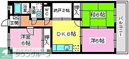サンヒルズ千早 2SLDKの間取図画像