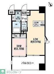 サヴォイセントオブガーデン 1LDKの間取図画像