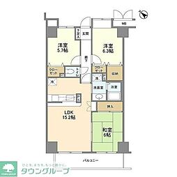 パロス美野島 3LDKの間取図画像
