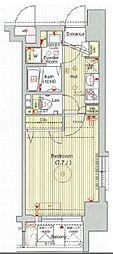 エステムプラザ天神EASTプレミアムタワー 1Kの間取図画像