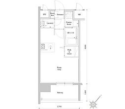 エンクレスト天神LINK ワンルームの間取図画像
