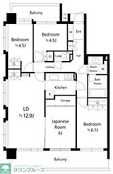 笹丘パーク・マンション 4LDKの間取図画像