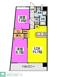グリーン&ウインズ 2LDKの間取図画像