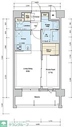 ネストピア福岡空港駅前 1LDKの間取図画像