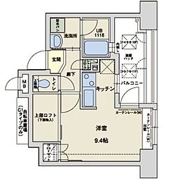 アクタス大手門2 ワンルームの間取図画像
