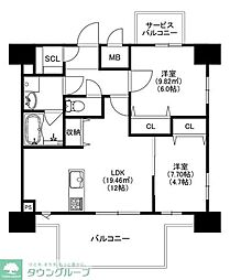 モダンパラッツォ博多デュオグランデWEST 2LDKの間取図画像