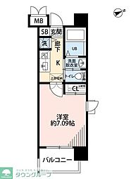 サヴォイザ・ブルネット 1Kの間取図画像