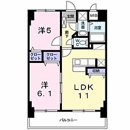 スカイシャトレ空港南 2LDKの間取図画像