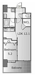 コンプレートSEKIJOU 1LDKの間取図画像