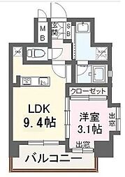 ありがとうヴィラ博丈下川端 1LDKの間取図画像