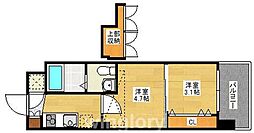 No.70 HARBOR SOUTH TOWER 19階2Kの間取り