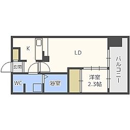 グランフォーレプライム西公園 1LDKの間取図画像