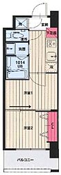 クラブオリエントNo.102マリナゲート2 2Kの間取図画像