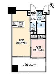 サヴォイセントオブガーデン 1LDKの間取図画像