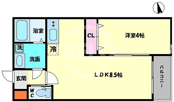 H-maison大正 ｜大阪府大阪市大正区泉尾1丁目(賃貸アパート1LDK・2階・29.47㎡)の写真 その2