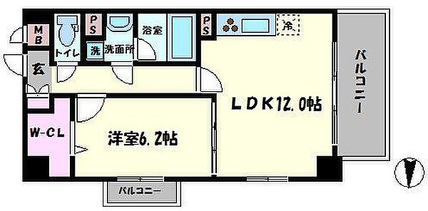 プラシード新町 ｜大阪府大阪市西区新町4丁目(賃貸マンション1LDK・9階・45.59㎡)の写真 その2