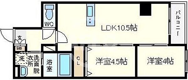 Imperial Suite 南堀江 ｜大阪府大阪市西区南堀江3丁目(賃貸マンション2LDK・3階・43.08㎡)の写真 その2