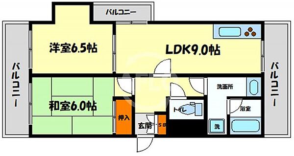 フォーラム九条南 ｜大阪府大阪市西区九条南3丁目(賃貸マンション2LDK・6階・54.48㎡)の写真 その2