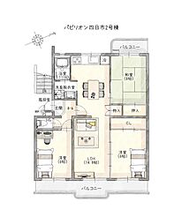 パビリオン四日市2棟 3LDKの間取図画像