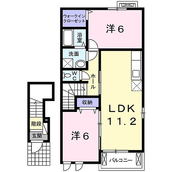 サンリットヴィラ 206｜大阪府岸和田市尾生町3丁目(賃貸アパート2LDK・2階・57.21㎡)の写真 その2