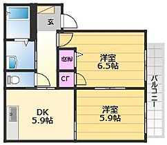 メゾン・エトワール 202 ｜ 大阪府岸和田市尾生町3丁目7-9（賃貸アパート2DK・2階・43.64㎡） その2