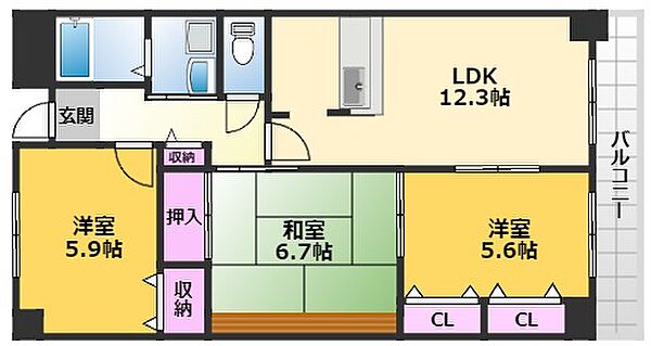 パルティール小柴 503｜大阪府和泉市肥子町2丁目(賃貸マンション3LDK・5階・66.30㎡)の写真 その2